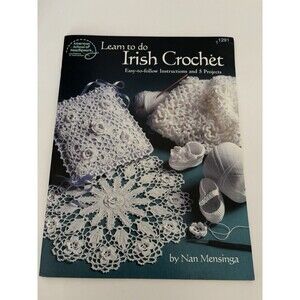 Irish Crochet Easy Pattern Projects Baby Pillow, Afghan, Cottage Granny Shawl